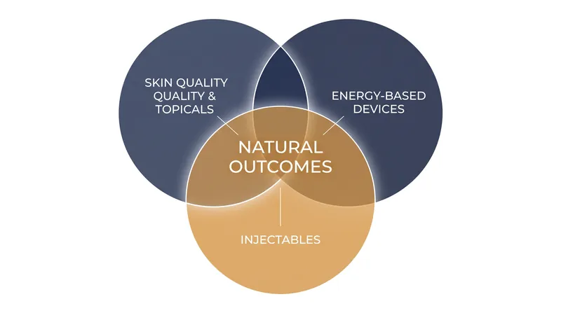 The layered approach combines multiple modalities over time to achieve cohesive, natural results.