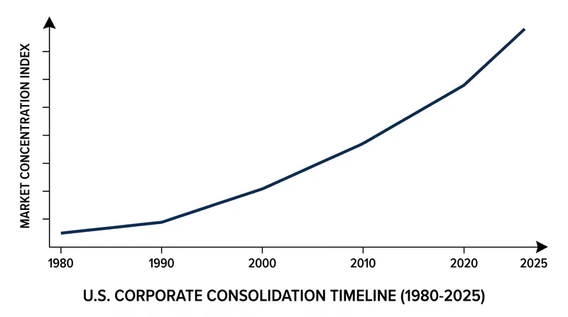 Corporate consolidation has accelerated steadily since the adoption of the consumer welfare standard in the late 1970s.