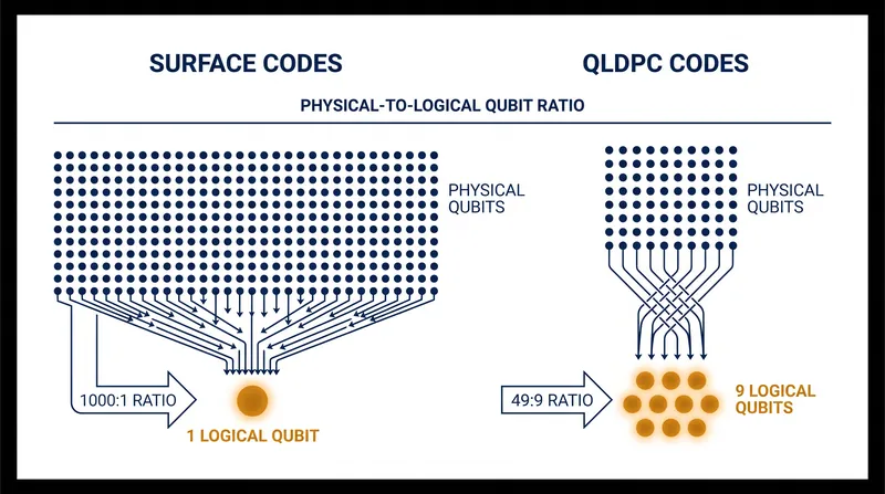 The massive hardware overhead required to create a single logical qubit remains the industry's central bottleneck.