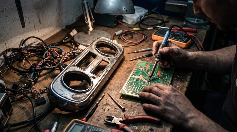 The digital clusters rely on custom circuit boards to translate analog vehicle signals into digital readouts.