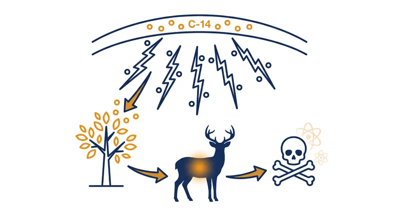 The radiocarbon cycle relies on the continuous exchange of carbon between the atmosphere and living organisms.