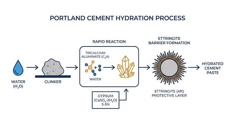 Gypsum acts as a chemical brake, preventing Portland cement from flash-setting.