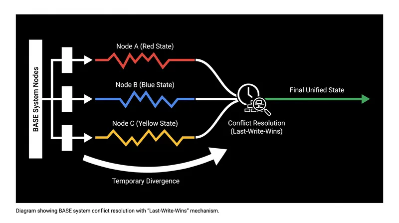 Eventual consistency allows nodes to temporarily disagree before reconciling.