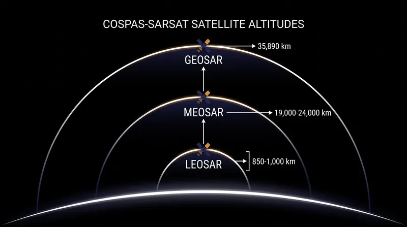 The three tiers of the Cospas-Sarsat satellite network.