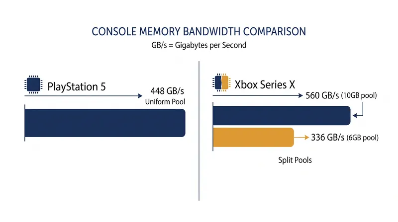 Sony opted for a flat bandwidth pool, while Microsoft divided the Xbox Series X memory into fast and slow segments.