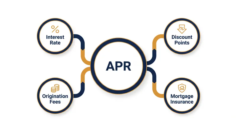 The APR blends the base interest rate with prepaid finance charges to reveal the annualized cost of borrowing.