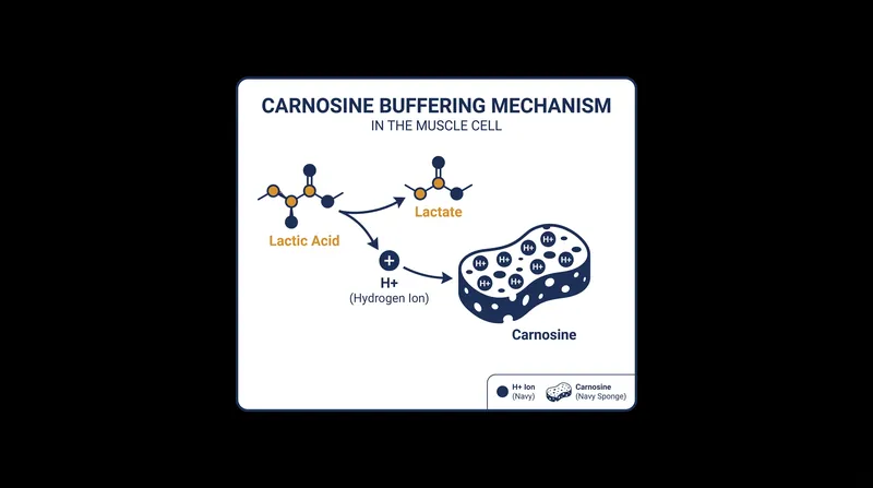 Carnosine acts as an intracellular sponge, soaking up acidic hydrogen ions to delay mechanical failure in the muscle.