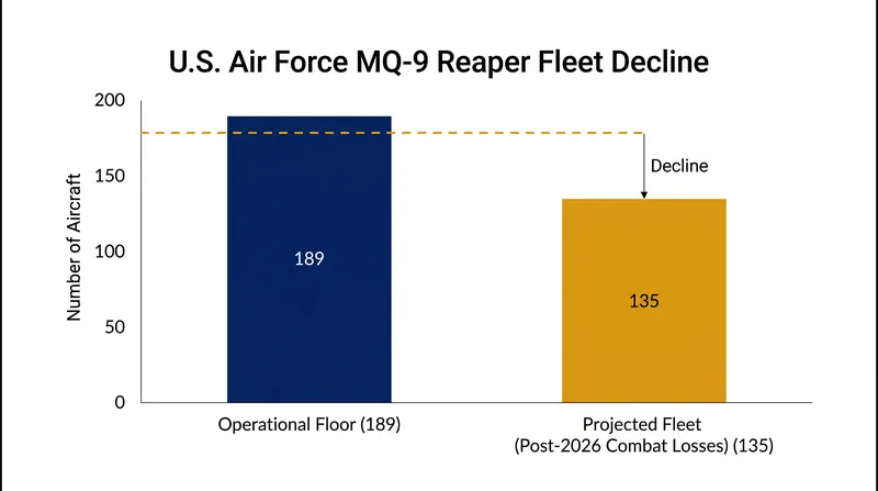 Combat losses over Iran have pushed the active Reaper fleet well below the Air Force's operational floor.