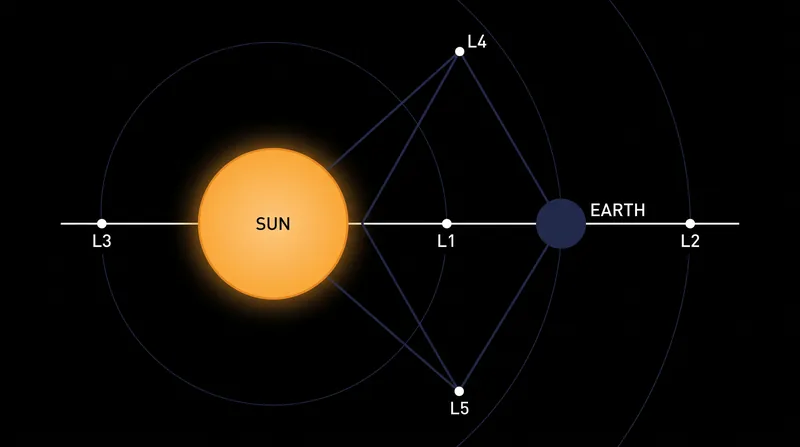 The five Lagrange points in the Earth-Sun system represent areas of gravitational equilibrium.