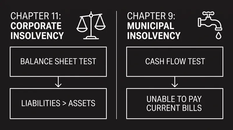 Unlike corporations, municipalities are judged on their immediate cash flow rather than their total long-term liabilities.