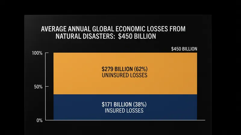 More than 60 percent of the $450 billion in average annual economic losses from natural disasters falls outside insurance coverage.