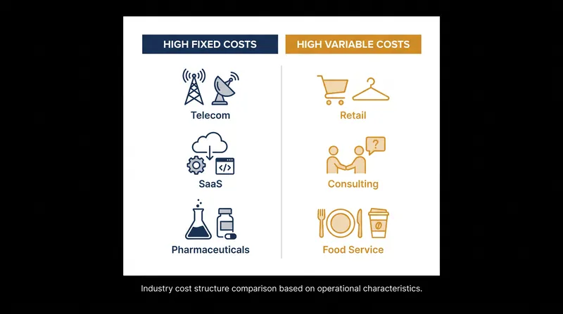 Different industries naturally gravitate toward different cost structures based on their capital requirements.