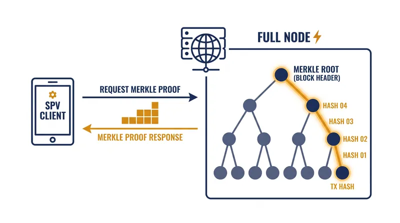 SPV clients only download the specific hashes needed to connect their transaction to the block header's root.