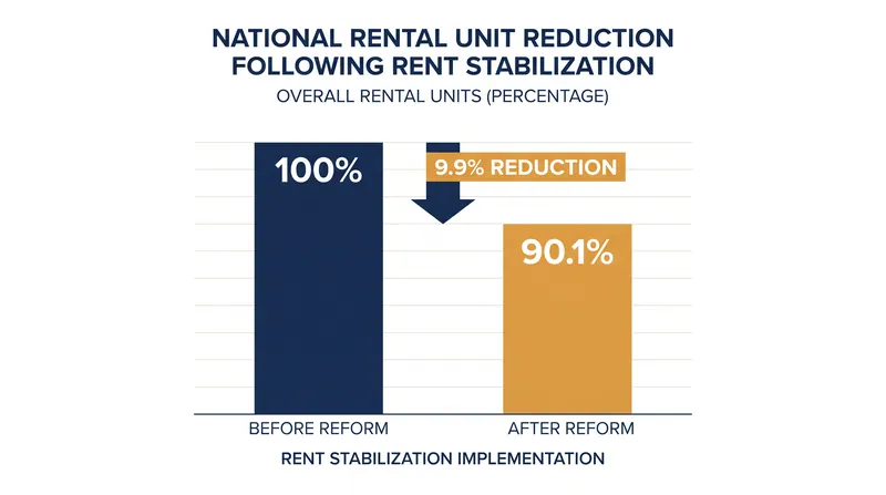 Cross-city data indicates a consistent contraction in aggregate rental supply following the implementation of rent controls.