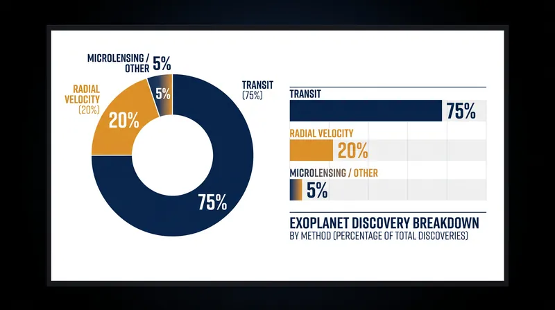 The transit method accounts for the vast majority of confirmed exoplanets, though it is heavily biased toward planets in tight orbits.