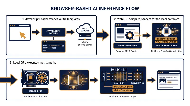 The execution path of a WebGPU kernel inside a modern browser.