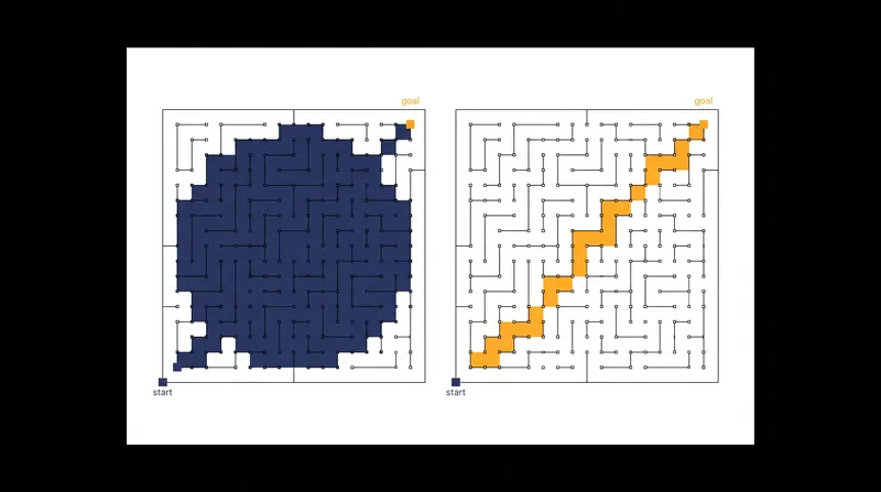 Dijkstra's algorithm evaluates nodes in all directions, while A* uses a heuristic to target the destination.