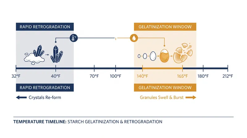 Starch molecules undergo distinct physical changes depending on the temperature of their environment.