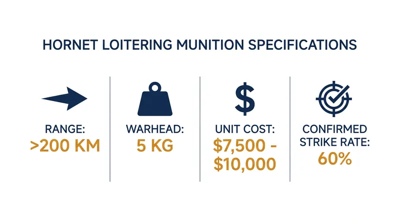 Key specifications and performance metrics of the Perennial Autonomy Hornet drone.