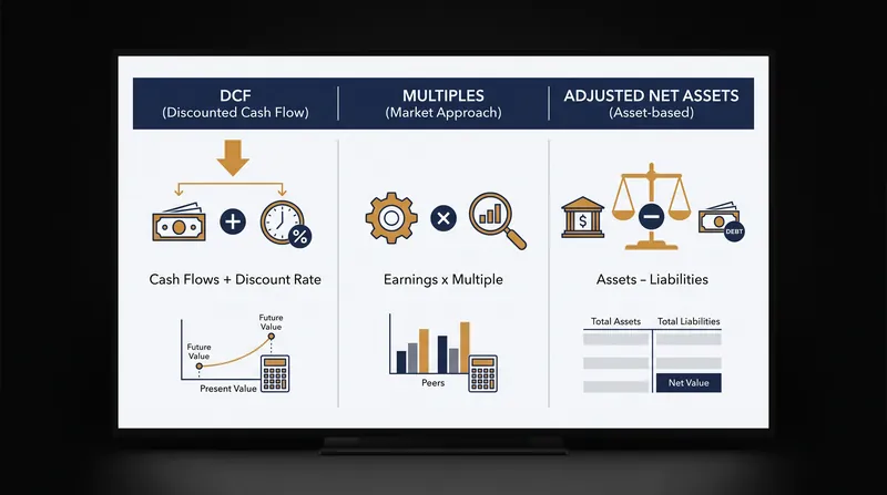 The three core methodologies rely on entirely different financial inputs to determine enterprise value.