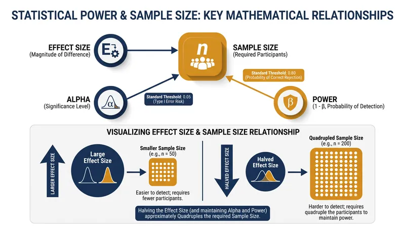 The standard thresholds for statistical power and alpha dictate the baseline data requirements for research.