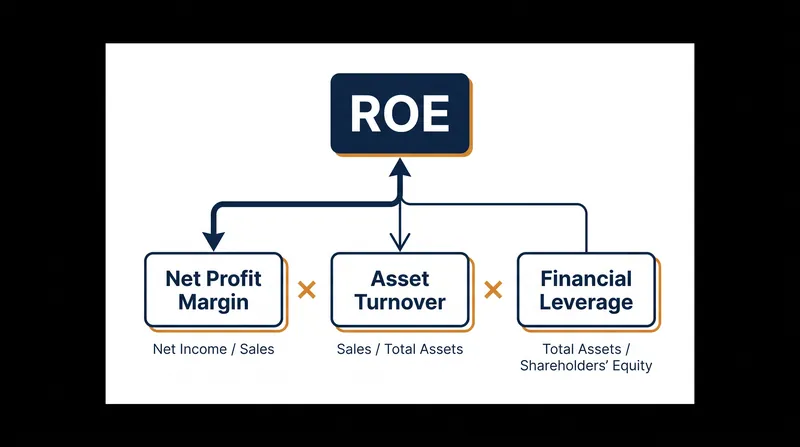 The standard three-step DuPont model isolates margin, efficiency, and leverage.