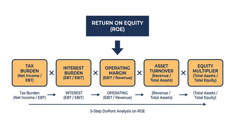 The five-step model further isolates the impact of tax rates and debt servicing costs.