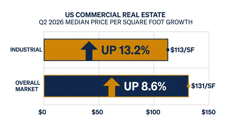 Industrial space pricing outpaced the broader commercial market's growth in the second quarter.