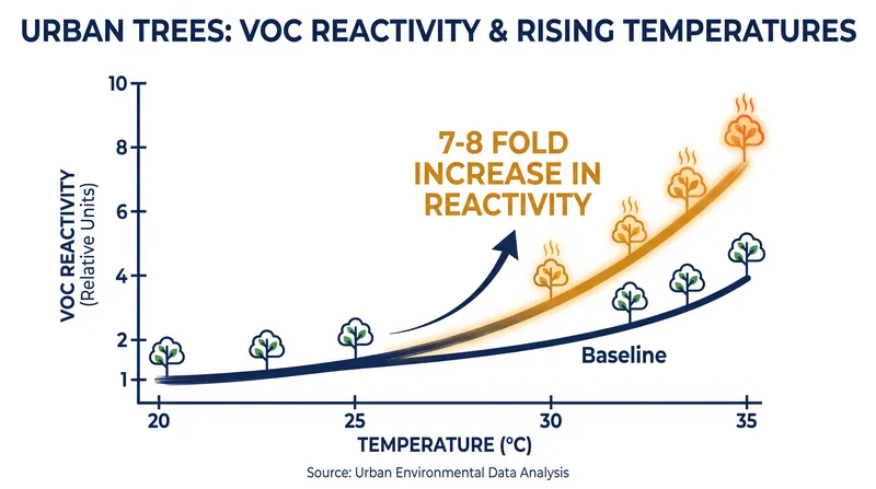 The chemical reactivity of biogenic volatile organic compounds scales exponentially with rising temperatures.
