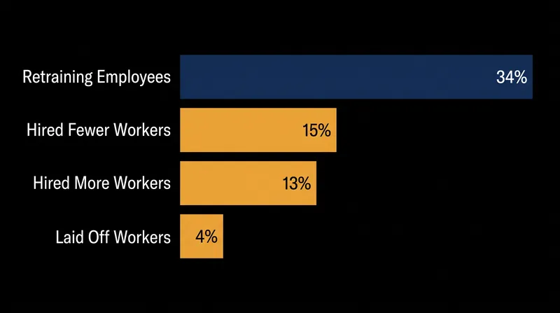 Service firms are far more likely to retrain existing staff or adjust hiring plans than to lay off current employees.