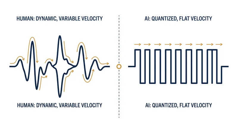 Generative AI models struggle to simulate the natural physical imperfections of human performance, leaving a distinct spectral fingerprint.