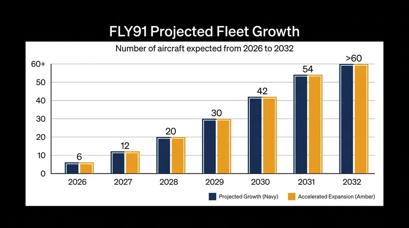 FLY91's fleet is projected to grow ten-fold as deliveries from the 40-aircraft order begin in 2027.