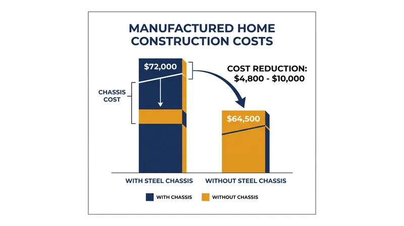 Removing the heavy steel undercarriage significantly lowers the baseline cost of factory-built housing.