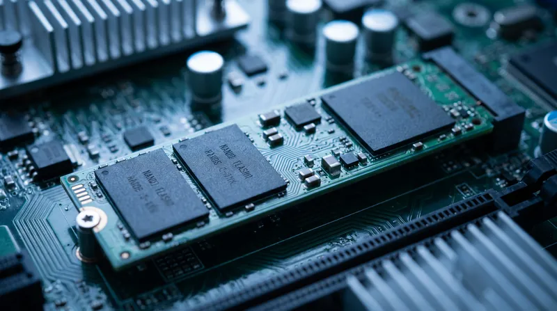 NAND flash provides non-volatile storage by trapping electrons in specialized transistors.