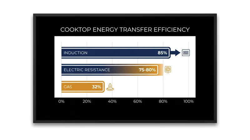 Energy transfer efficiency by cooktop type.