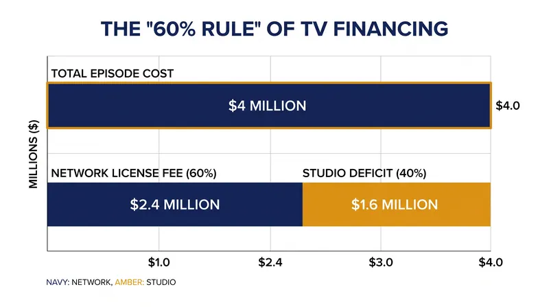 Under deficit financing, networks typically cover only 60% to 70% of an episode's production cost.