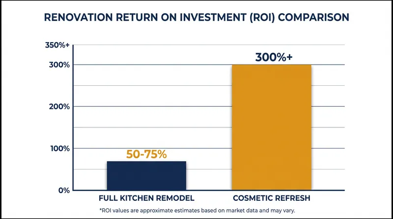 Major renovations rarely return their full cost upon resale, while strategic cosmetic updates consistently yield higher margins.
