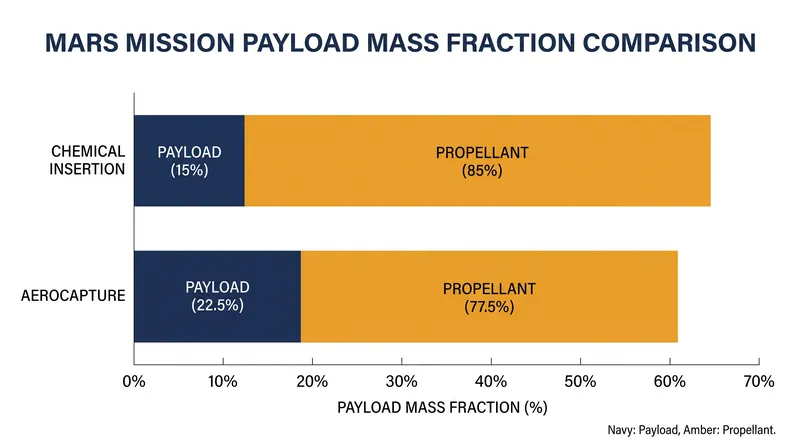 By eliminating the need for orbital insertion propellant, aerocapture can increase a mission's scientific payload by up to 50 percent.