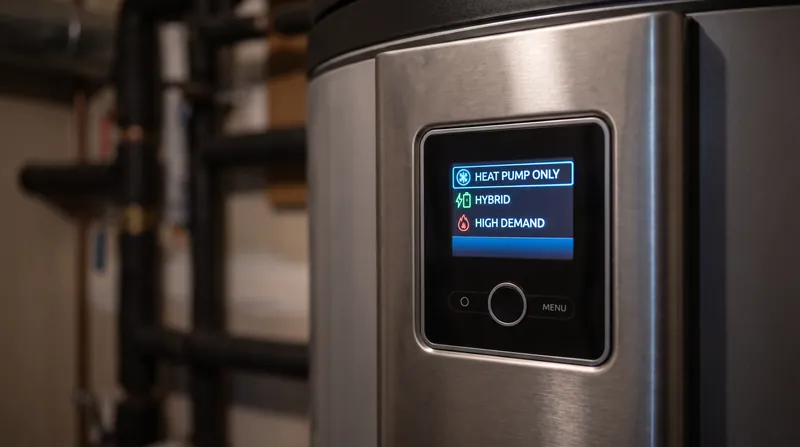 Modern hybrid units allow homeowners to manually toggle between maximum efficiency and rapid recovery modes.