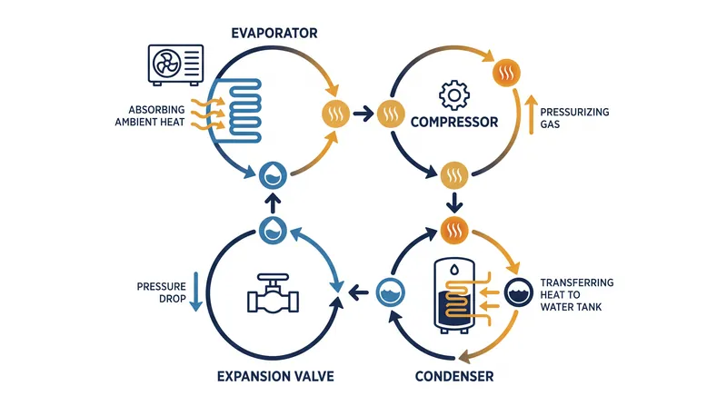 The refrigerant cycle moves existing heat rather than generating it from scratch.
