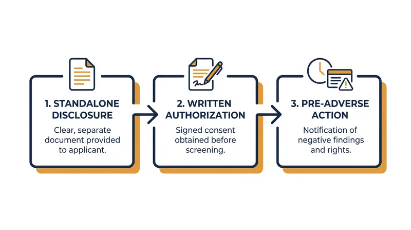 The FCRA mandates a sequential compliance process before an employer can access a consumer report.
