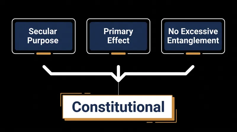 The Lemon Test required government actions to pass three distinct hurdles to survive constitutional scrutiny.