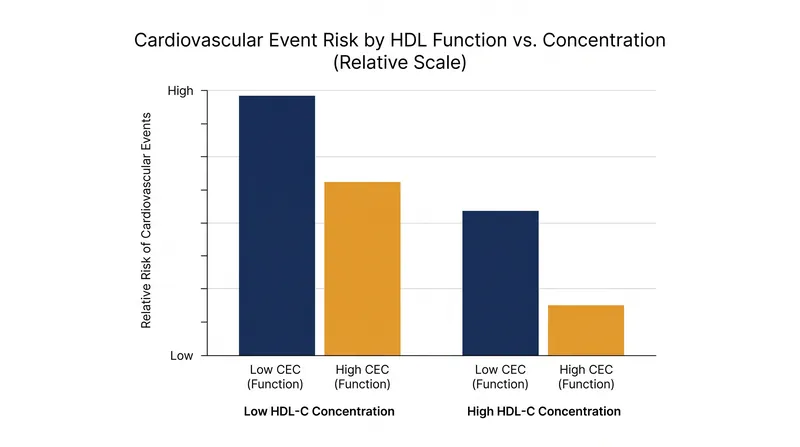 Cholesterol efflux capacity (CEC) is a stronger predictor of cardiovascular risk than the standard HDL-C measurement.