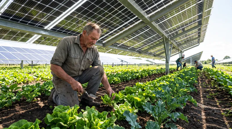 Leafy greens and root vegetables often thrive in the partial shade created by dual-use solar arrays.
