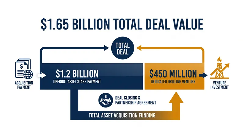 The $1.65 billion joint venture is split between an upfront asset purchase and a dedicated drilling carry.