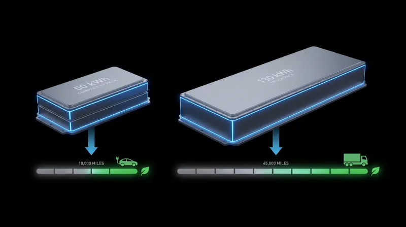 Larger battery packs carry a heavier initial carbon debt, requiring higher annual mileage to achieve a net climate benefit.