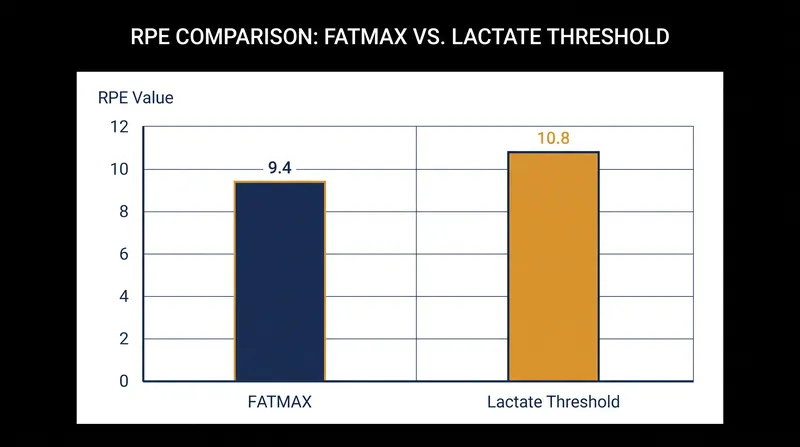 Maximal fat oxidation systematically precedes the lactate threshold, with both occurring between an RPE of 9 and 12.