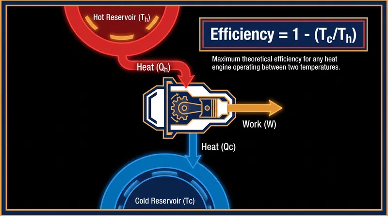The Carnot efficiency limit dictates that no heat engine can convert 100% of its thermal energy into work.