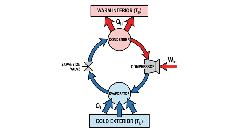 By running the Carnot cycle in reverse, heat pumps achieve apparent efficiencies well over 100% by moving existing heat rather than generating it.