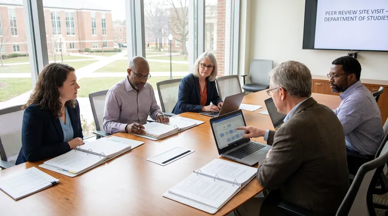 During a site visit, peer reviewers audit student transcripts and graded assignments to verify the claims made in a program's self-study.